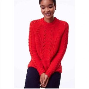 LOFT | Red chunky cable knit Sweater